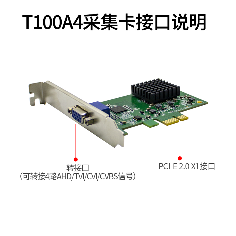 T100A4內(nèi)置PCI-E四路AHD/TVI/CVI/CVBS采集卡