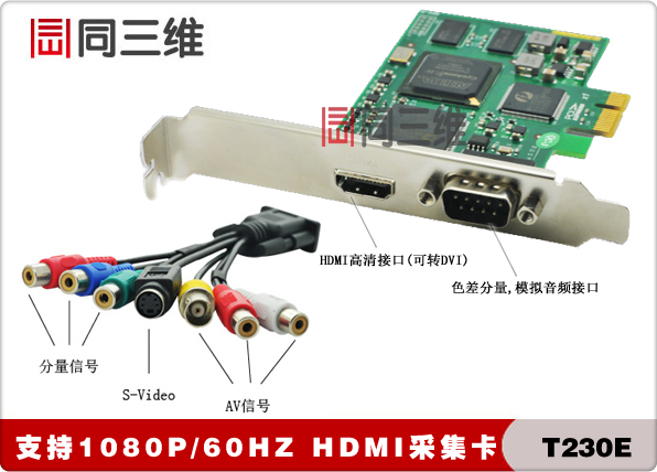 T230E DVI/HDMI/色差分量高清音視頻采集卡（已停產(chǎn)）