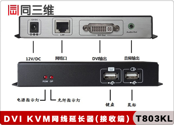 T803KL DVI網(wǎng)線延長器（鍵盤﹑DVI視頻﹑鼠標(biāo)）延長器